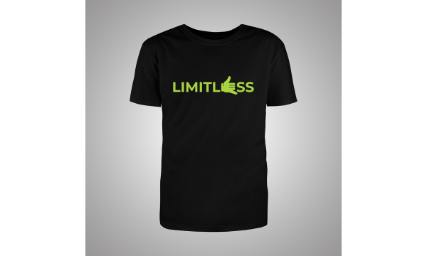 Limitless juodi marškinėliai / neon geltona