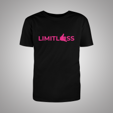 Limitless juodi marškinėliai / neon rožinė