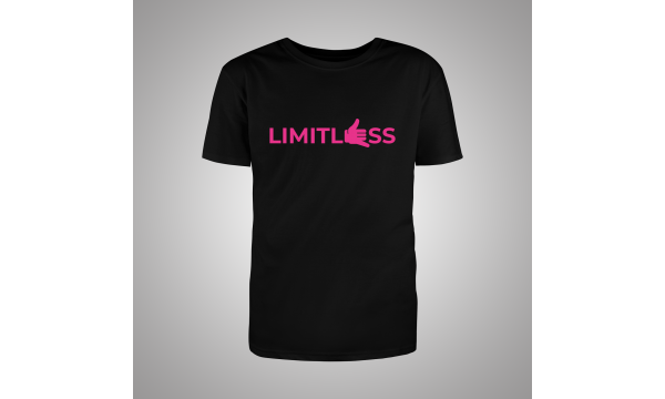 Limitless juodi marškinėliai / neon rožinė