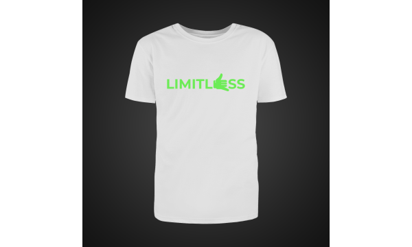 Limitless balti marškinėliai / neon žalia