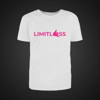 Limitless balti marškinėliai / neon rožinė